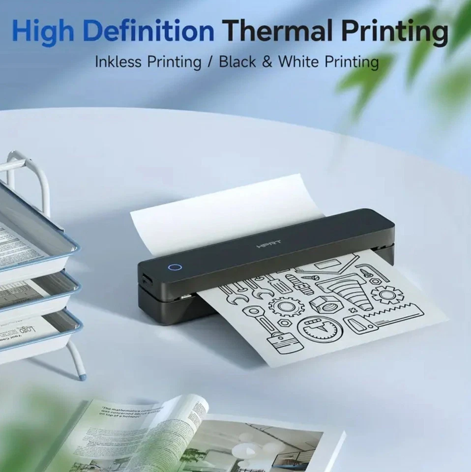 Portable Wireless Printers Bluetooth Inkless Thermal Printer for Travel Office - Image 2 of 4