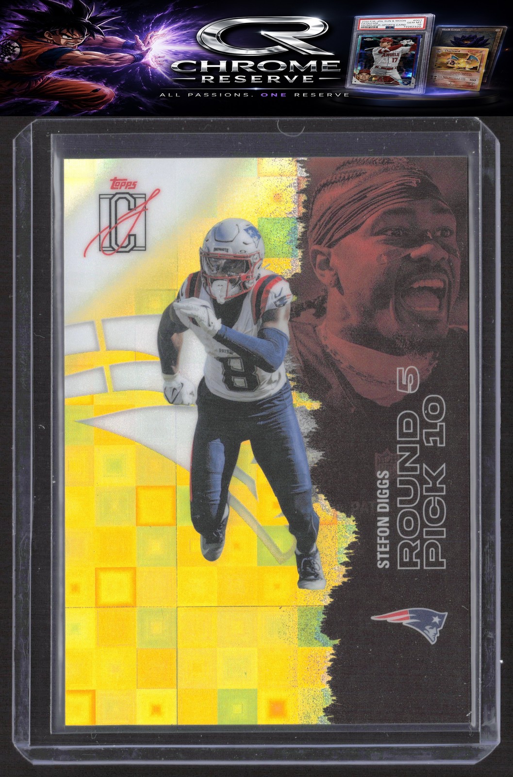 2025 Topps Signature Class #89 Stefon Diggs Chrome Yellow Pandora Refractor