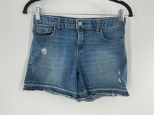 Gap Kids Girls 14 Regular Midi Cut Off Jean Shorts Blue 100