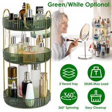 360 Degree Rotating Cosmetic Makeup Organizer Countertop Storage Display Case