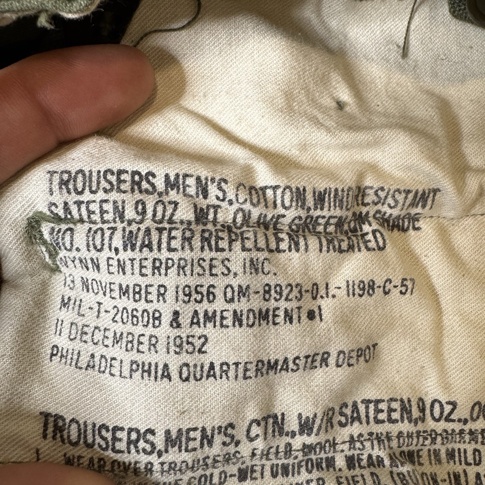 VTG US Army OG-107 Rip Stop Poplin Wind Resistant Pants Trousers XS Reg 1956 image 10