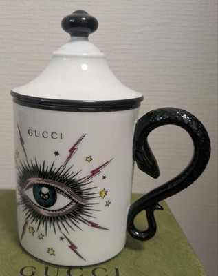 GUCCI Richard Ginori 1735 Star Eye Porzellan Kaffeebecher Tasse mit Deckel