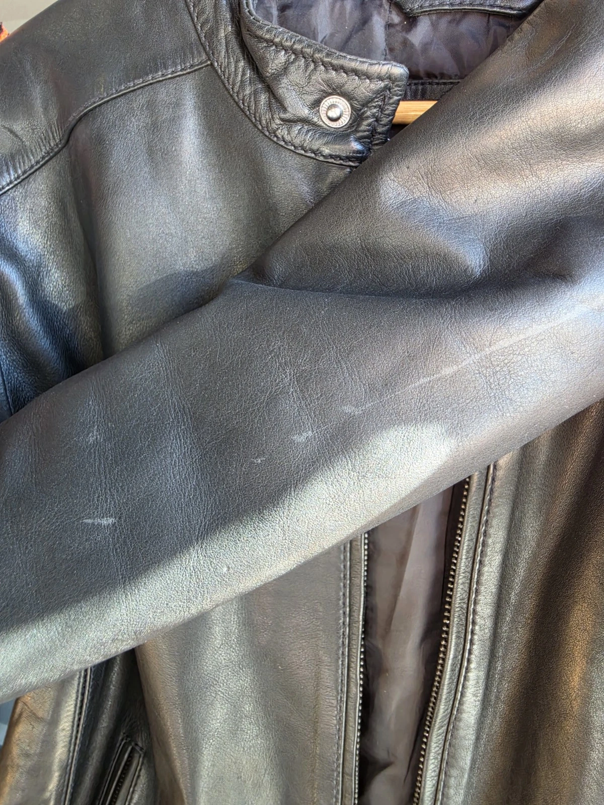 Andrew Marc Marc New York Men’s Black Leather Full Zip Biker Jacket XL - product detail image 10