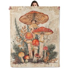 Forest Mushroom Throw Blanket for Boys Girls Kids Adults, Cozy Botanical Natu...