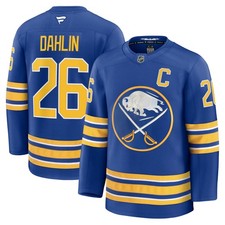 Men's-Fanatics Rasmus Dahlin Royal Buffalo Sabres Premium Jersey with Captain's
