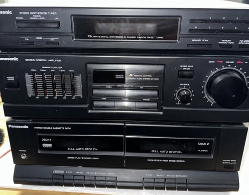 Vintage Panasonic Audio System W/Speakers SB-ZT320 SA-HM32 See Video