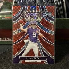 2024 Rookies & Stars Football JJ McCarthy Airborne Red Plaid Prizm A-JMY