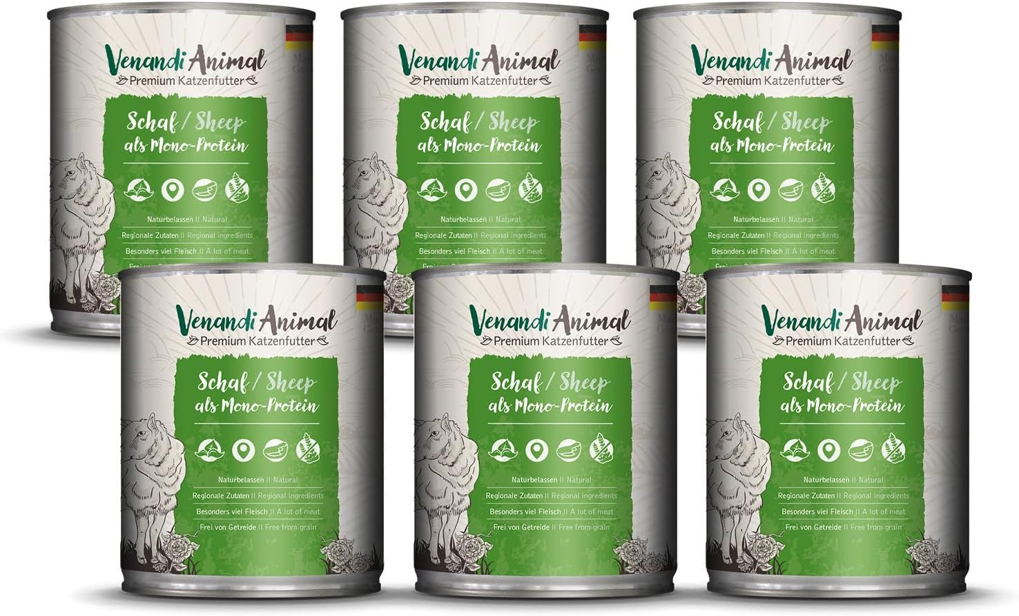 Venandi Animal Mangime per Gatti Premium, Pecora Come Mono-Proteina, Senza Cerea