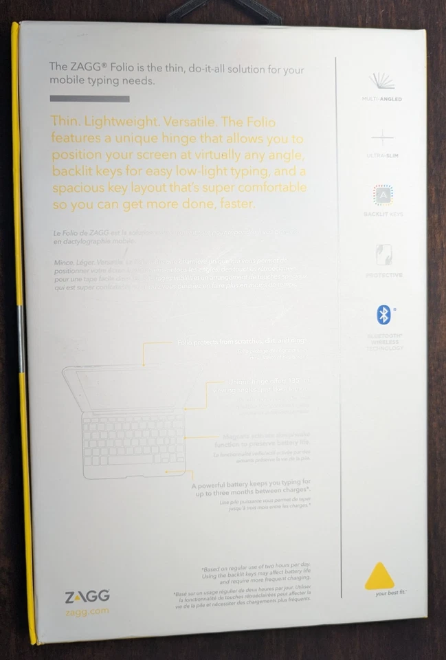 Teclado con bisagras retroiluminado con folio ZAGG con teclado Bluetooth para iPad mini Foto 2 de 4