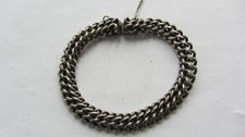 BRACELET ARGENT PLAQUE ,  MAILLE AMÉRICAINE . ANCIEN .