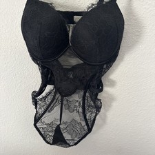 Victoria  s Secret Bombshell Push Up Corset Lingerie Size Large Lace  Mesh Teddy