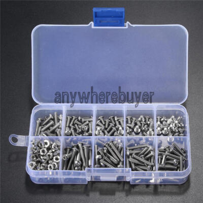 340pcs Nuts Bolt nut Socket Assortment Set M3 A2 Stainless Steel Hex Screw