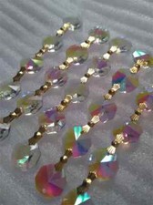 3FT Iridescent AB Color Chandelier Crystal Octagon Beads Prisms Garland Chain