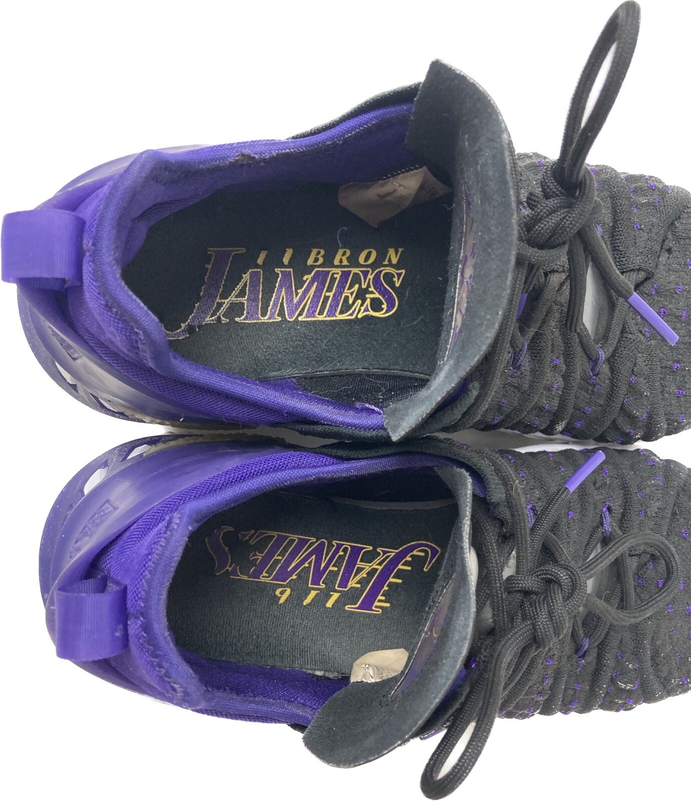 Nike LeBron 18 GS 'Laker' Basketball Shoes CW2760-004 Youth Size 5Y Black Purple thumbnail 12
