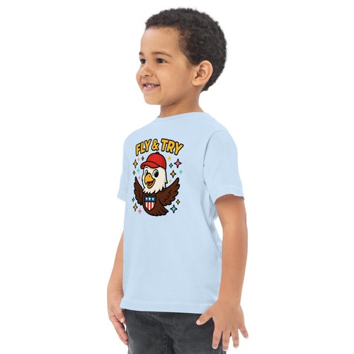 Kids FLY & TRY Cartoon Eagle T-Shirt Jersey – USA Pride Graphic Tee for Toddlers - Picture 62 of 75