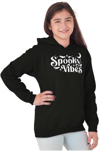 Halloween Bats Spooky Vibes Trick or Treat Youth Hooded Sweatshirt Boy or Girl - Picture 3 of 7