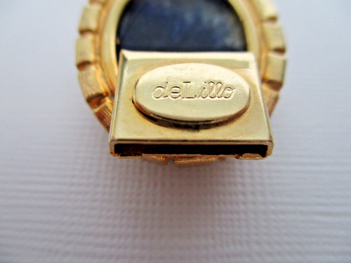 Delillo Vintage signiertes marineblaues Marmorsteinarmband - Bild 6 von 6