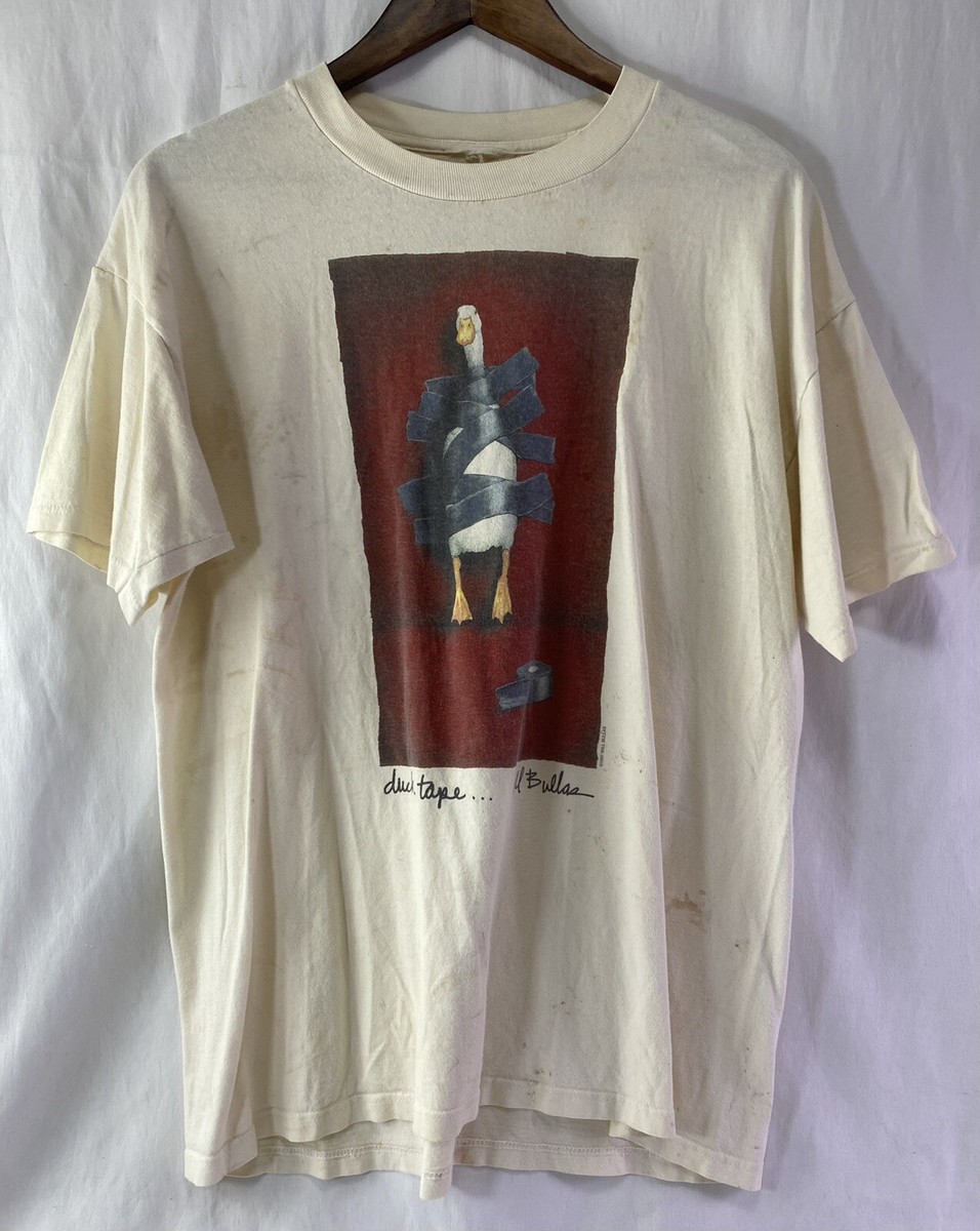 Vintage 90s Will Bullas Duck Tape Art T Shirt Adult XL White Vintage 90s Will Bullas Duck Tape Art T Shirt Adult XL White