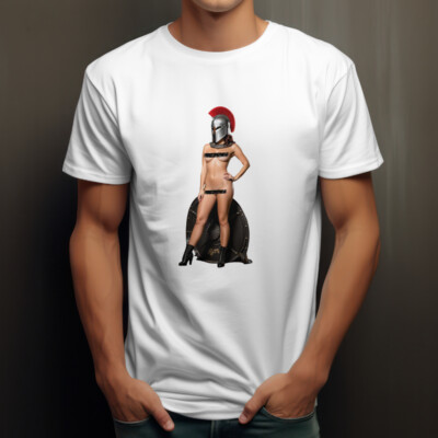Sexy GLADIATOR Pin Up Tshirt Spartan Helmet Colosseum Galdiator Games Warrior