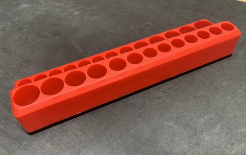 NEW! RED Casoman Magnetic 26 Place 1/4” Socket Holder Tray Rack SAE Standard - Picture 6 of 6
