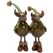 2x Elch 50cm (67cm) groß Deko Figur grün Rentier stehend 2er Set Weihnachten