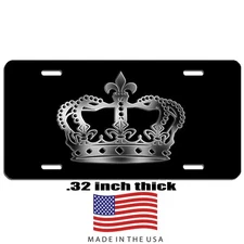 Crown vanity  aluminum license plate car truck SUV tag Gray & black