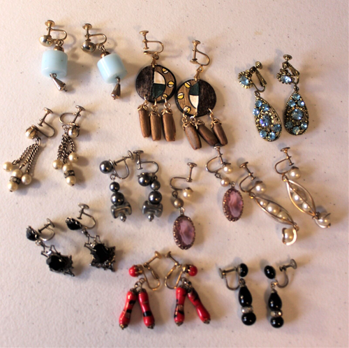 Vintage Lot of Screwback Drop Dangle Earrings (E59)