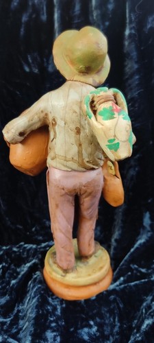 Statuetta in terracotta, ceramica Caltagirone, firma Romano, Italian Sculpture - Foto 6 di 7