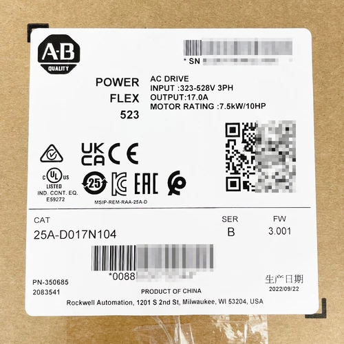 Sealed AB 25A-D017N104 /B PowerFlex 523 480V 17A 10HP HT US Free Tax - Picture 5 of 8