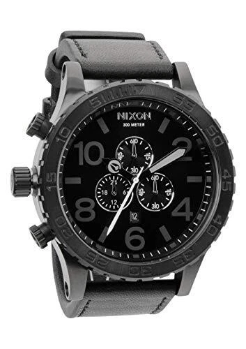 NIXON Watch 51 30 CHRONO LEATHER ALL BLACK NA124001 00 eBay