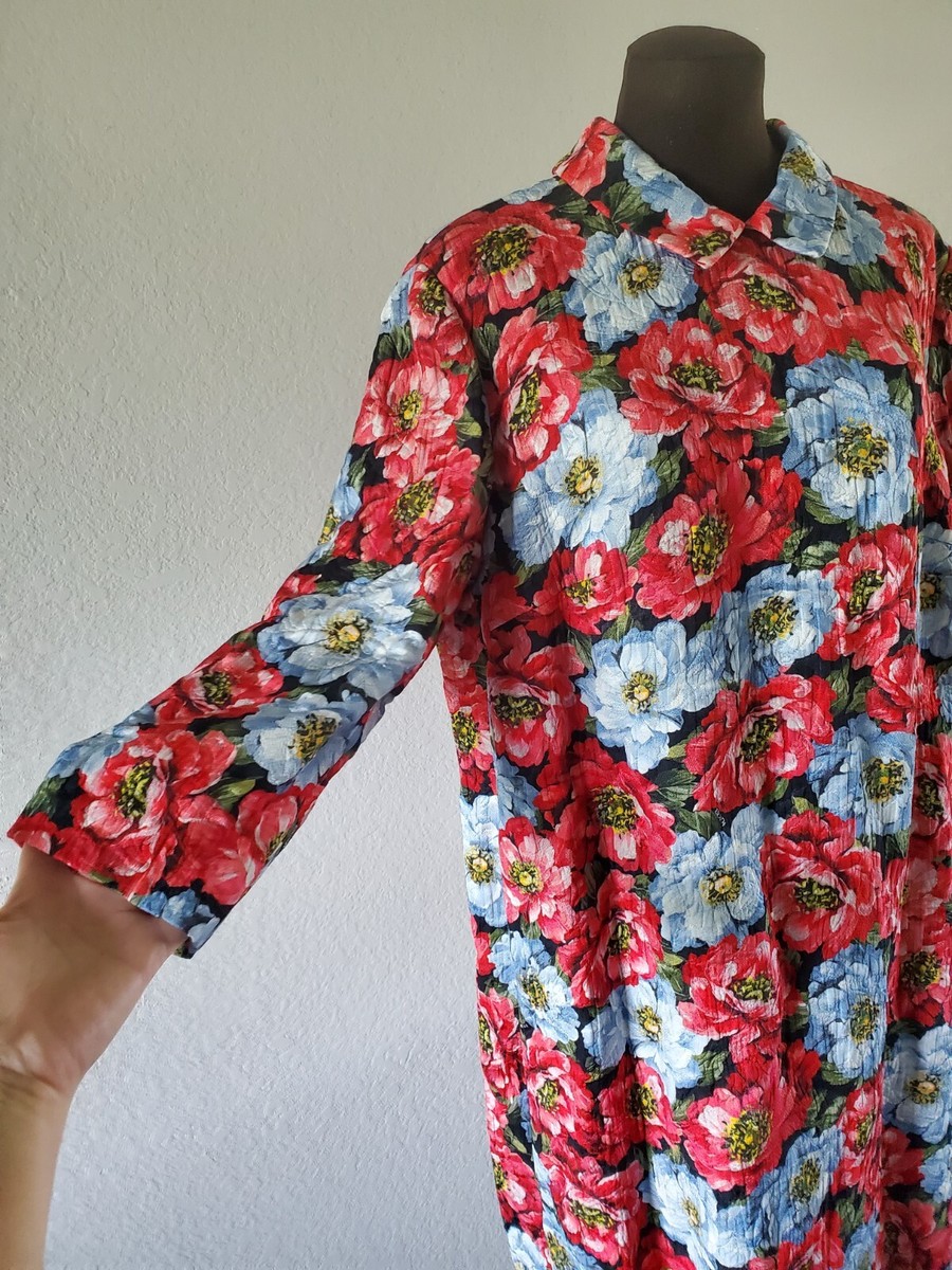 ESCADA フラワープリントドレス $1.6K Escada jacquard poppy floral print shift dress sz 44