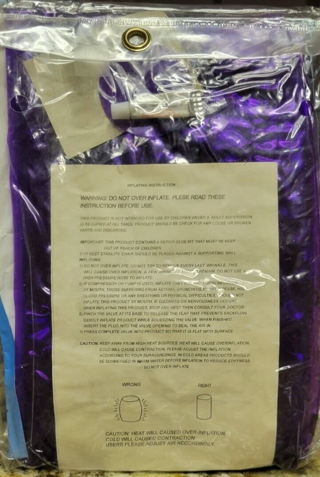Silla inflable infantil Nuvo muy rara. Púrpura. Nuevo y sin abrir. 25"X 25" Foto 2 de 2