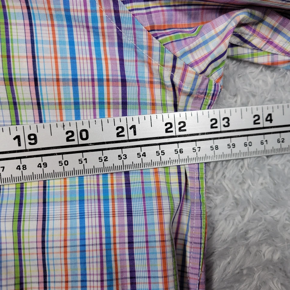 Camisa Tallia Para Hombre Grande 16.5 Cuadros Algodón Borde Floral Abotonada Manga Larga Foto 3 de 4