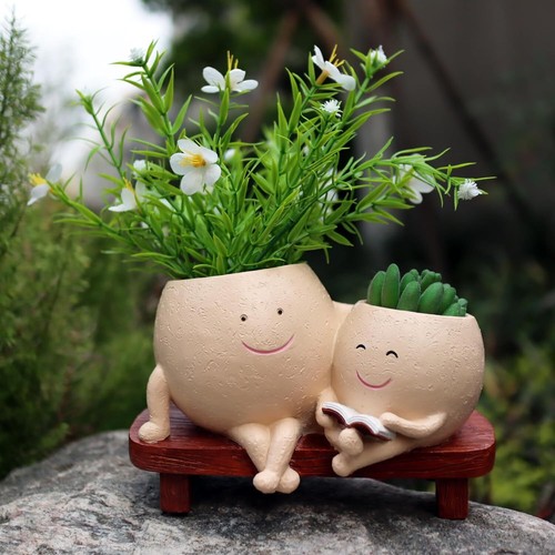 Face Pots for Plants, Cute Head Planter Flower Pots for Indoor Outdoor Plants, M - Picture 5 of 7