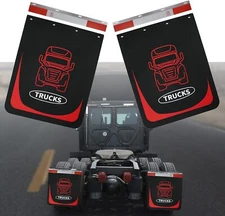 Mud Flaps+Reflector Strips 24"x30" For Semi Truck Trailer Heavy-Duty Truck Pair
