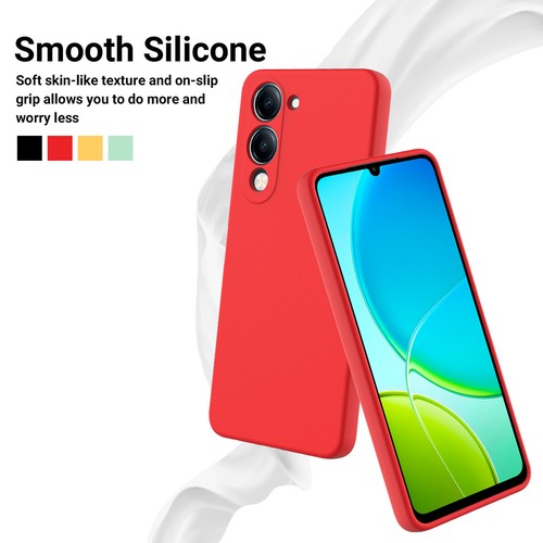 For ViVO Y04 4G, Luxury Soft Liquid Silicone Skin Touch Feel Back Case Cover - Picture 4 of 33