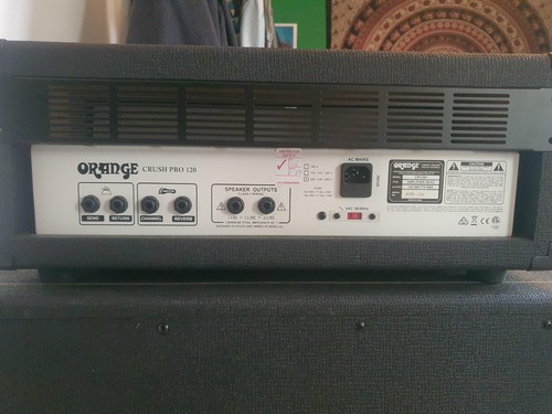 Orange 4x12 Guitar Cabinet and Crush Pro 120W Amp Head CR120H Black - Picture 3 of 5