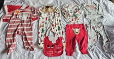 6 Month Christmas Carters Baby Bodysuit Pants Footed Pajamas Lot Bib Santa Infan