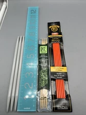 4 Bamboo Double Point Knitting Needles 5 Lion Brand 8”, 3 Gray  Unmarked  Lot 12