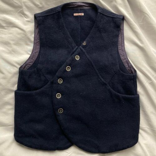 Kapital's Vest Melton Pan Gilet Wool Vest Navy Men's Size 1 S Japan USED - Picture 1 of 11