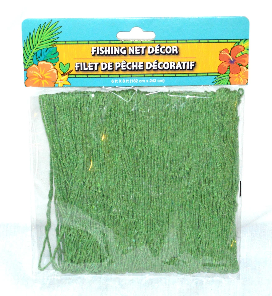Luau 绿色渔网装饰装饰夏季海滩提基酒吧泳池派对 6x8 英尺 — 第 3/4 张图片