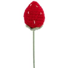 16 Inch Cottogecore Style Red Crochet Strawberry Spring Floral Pick Crafting