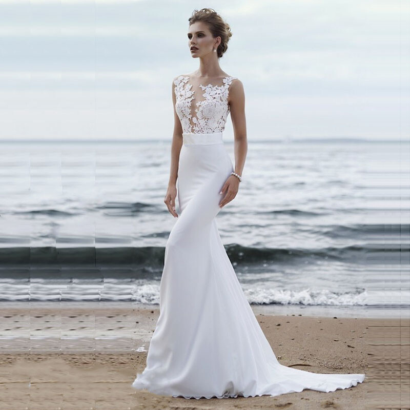 crepe mermaid wedding dress Ivory Strapless Sweetheart Crepe Mermaid Wedding Dress – MN145 – Viniodress