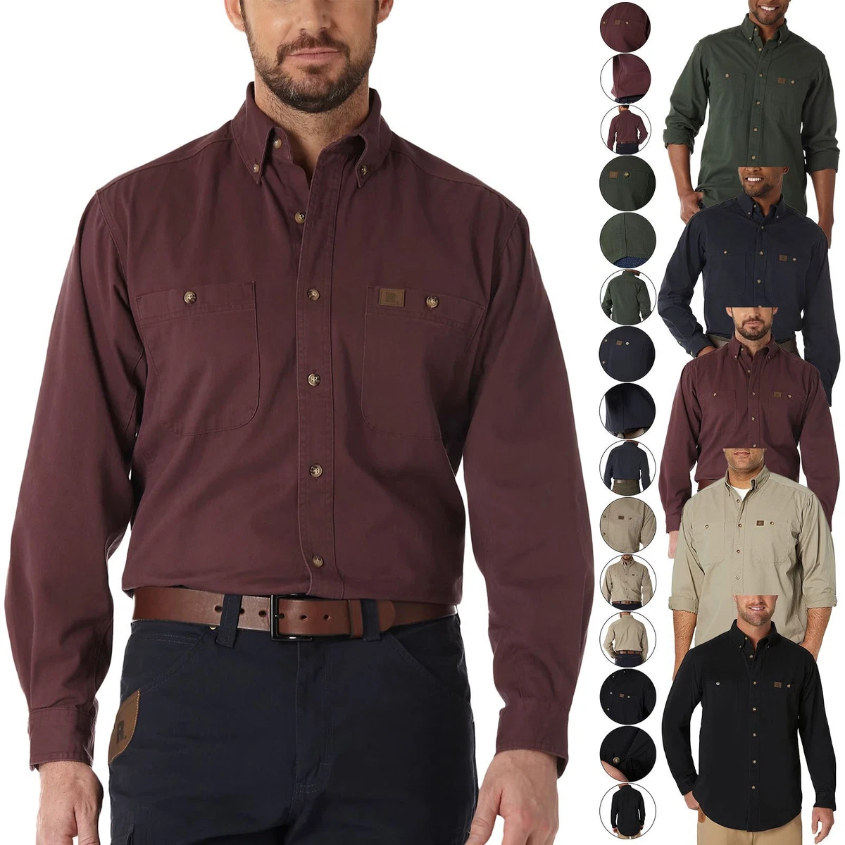 wrangler riggs workwear men's logger twill long sleeve workshirt
