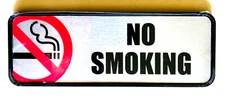 Cosco No Smoking Brushed Metal Sign  9 3/8" x 3 3/8" New