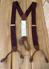 Dooney Bourke Suspenders Maroon With Brown Leather Mens Adjustable