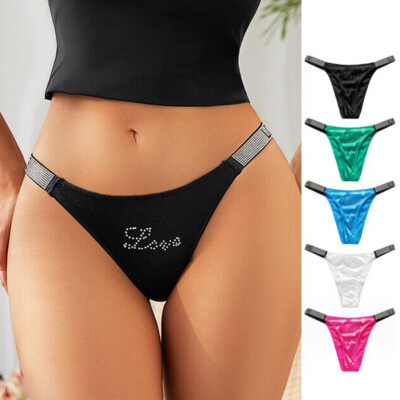 5 Pack Lot Womens Satin Panties Sexy String Bikinis Thong G-string Lingeries