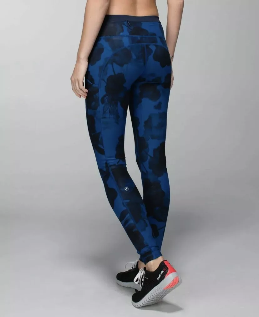 Lululemon Speed Tight II Blue Floral Luxtreme Leggings 5 Pockets Sz 6 Pants