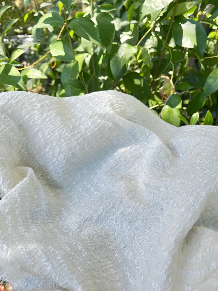 Striped and Textured Silk Linen Fabric By 2 Meters, Designer Fabric - Image 3 of 4