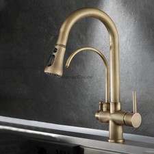 Monobloc Swivel Spout Kitchen Sink Pull Out Mixer Taps 3 Way Pure Water Faucet